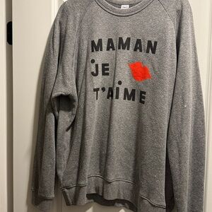 Clare V Gray Sweatshirt with Red Graphic